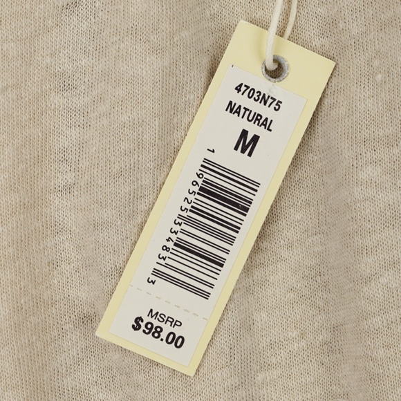 New MAX STUDIO Size M Linen Blend Peasant Top in Natural $98 4703N75 - Picture 4 of 4